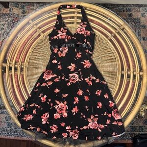 B Darlin Black and Pink Floral Backless Dress